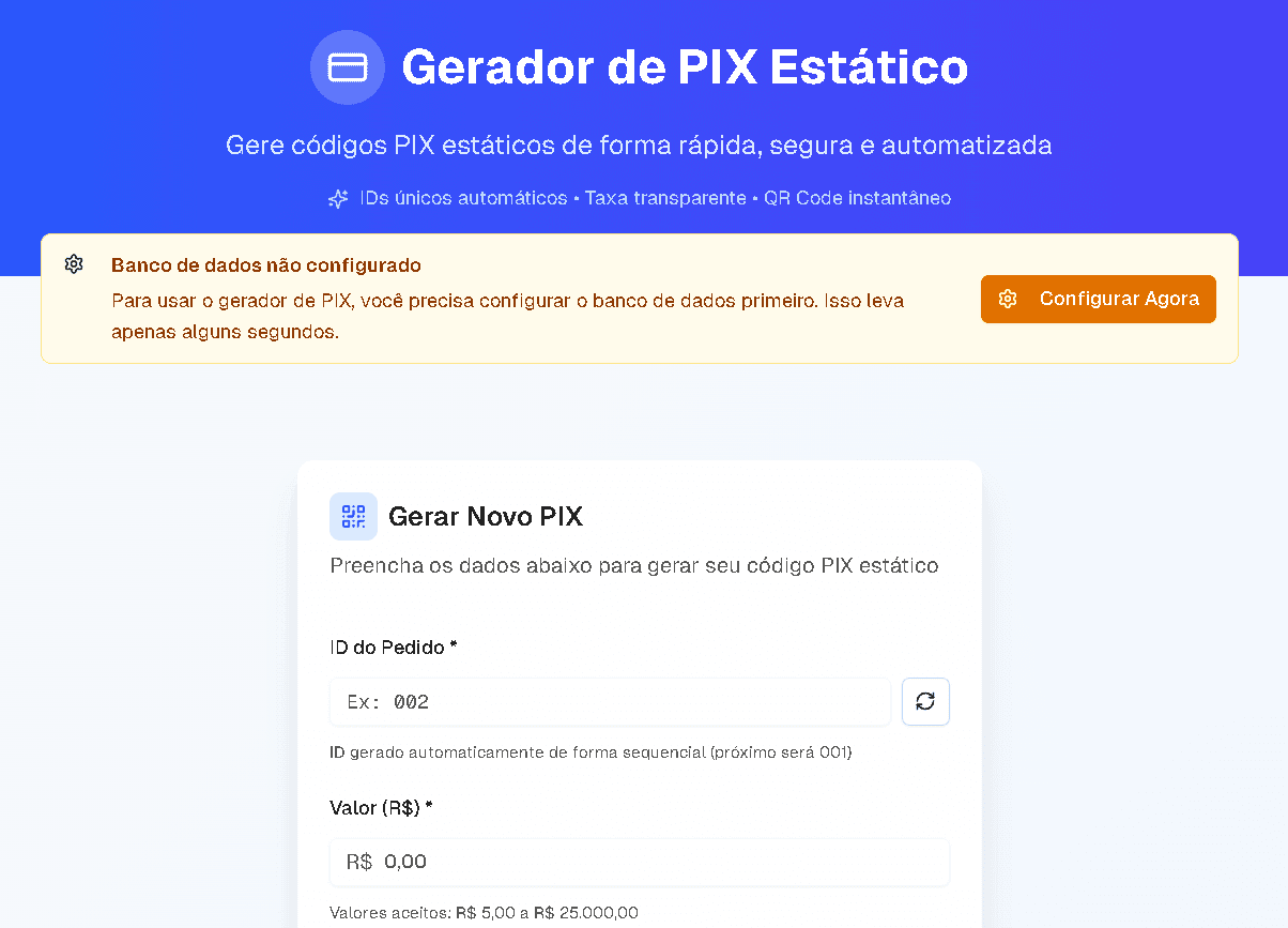 Gerador de PIX Estatico