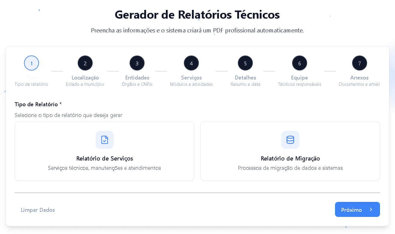 Gerador de Relatorios Tecnicos